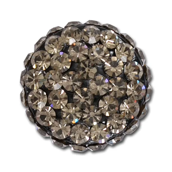 1" Clear & Black Rhinestone Rimmed Button