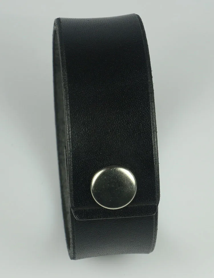 1" Wide Black Leather Bracelet