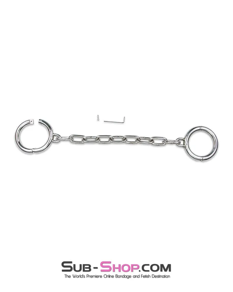 7142M      Heavy Bondage Stainless Steel Ankle Manacles, Small / Medium