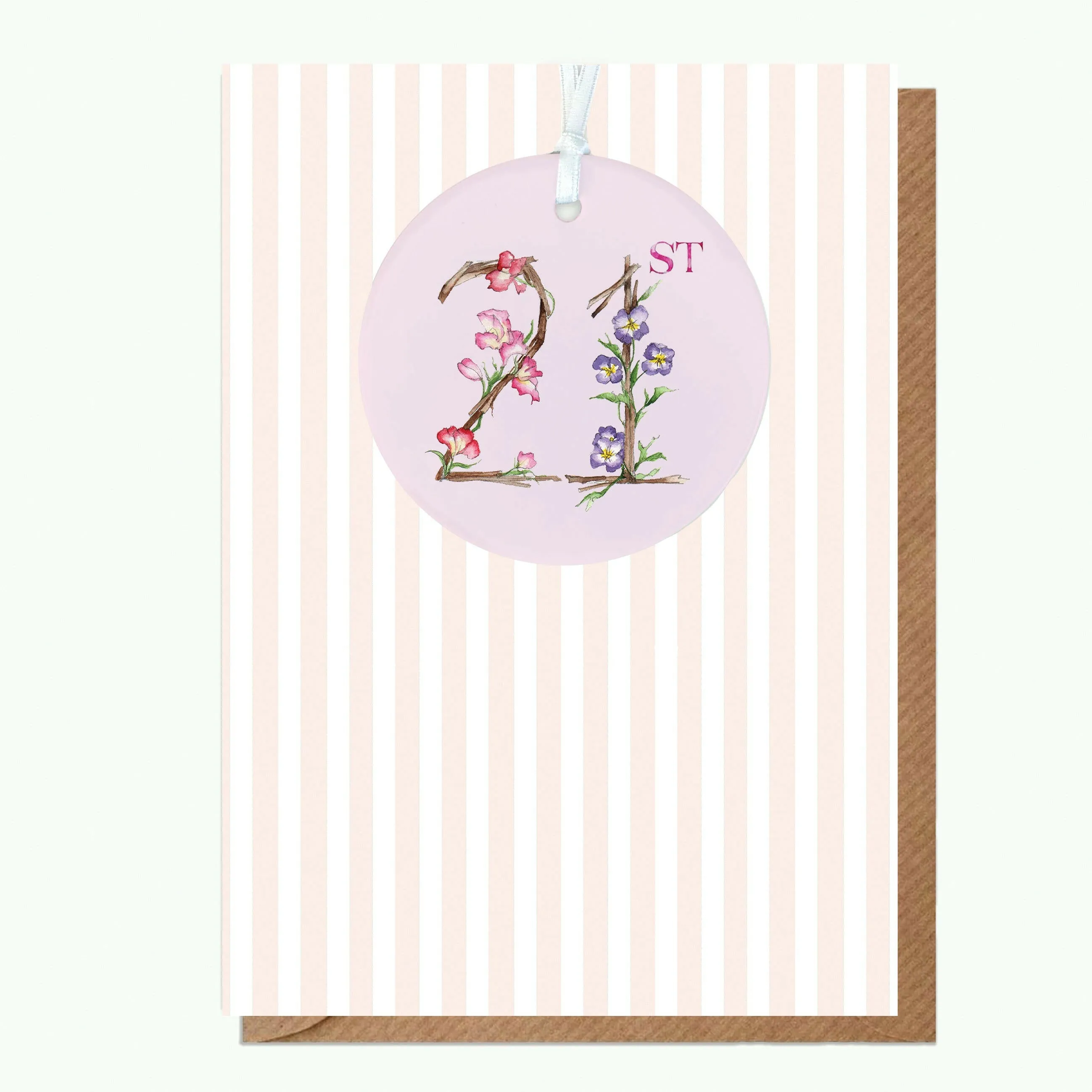 A6 Greeting Card with Ceramic Keepsake - 21st