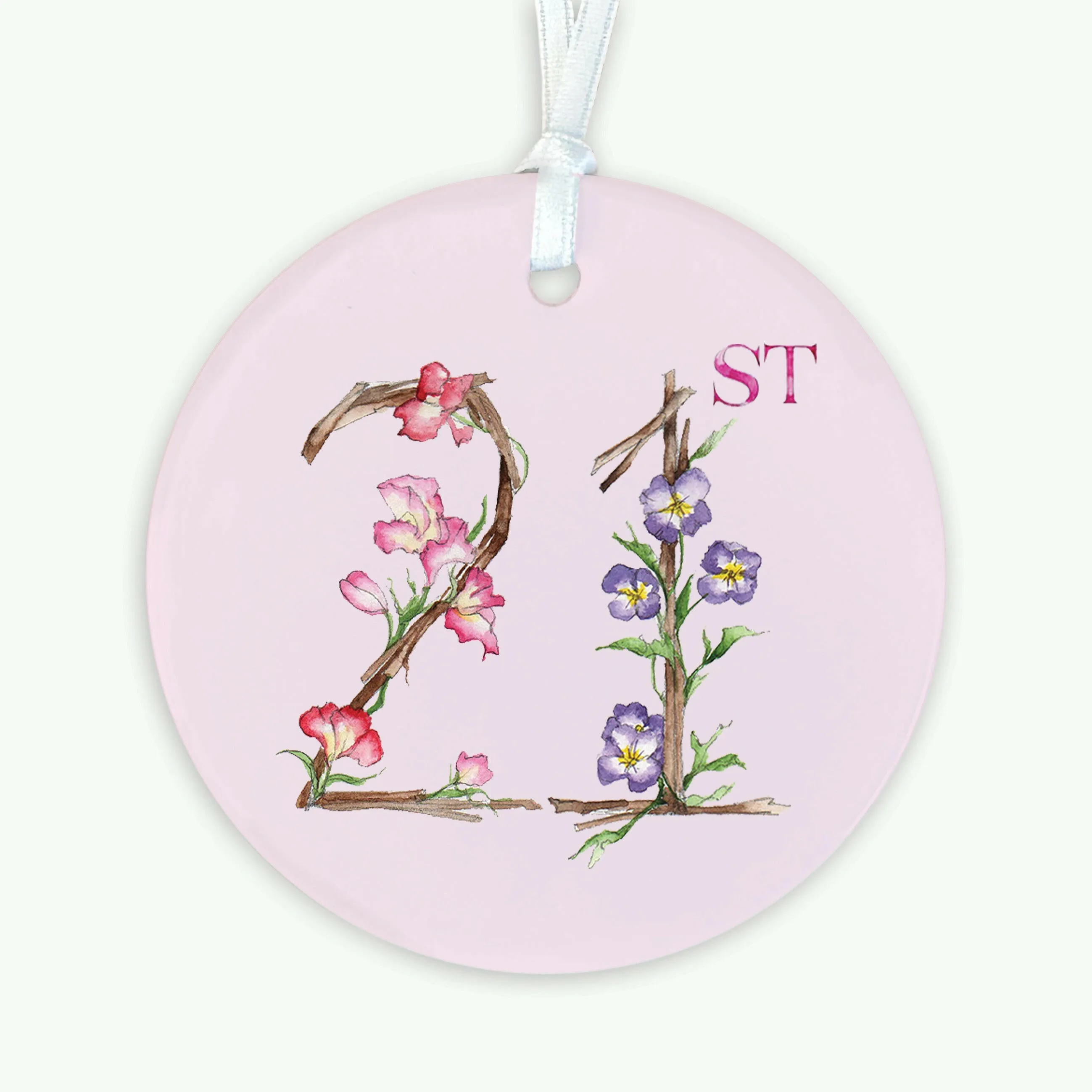 A6 Greeting Card with Ceramic Keepsake - 21st