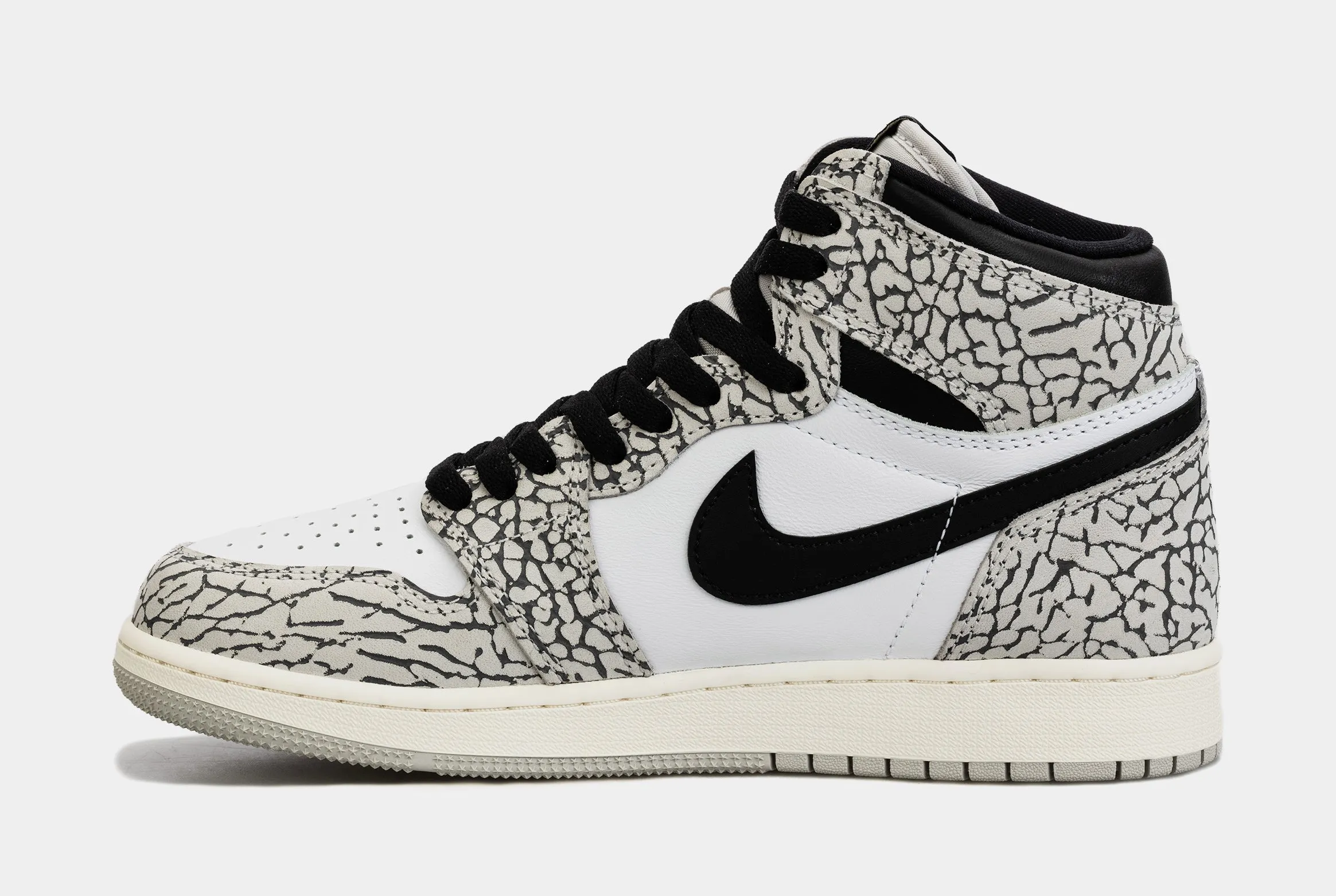 Air Jordan 1 Retro White Cement Grade School Lifestyle Shoes (White/Grey)