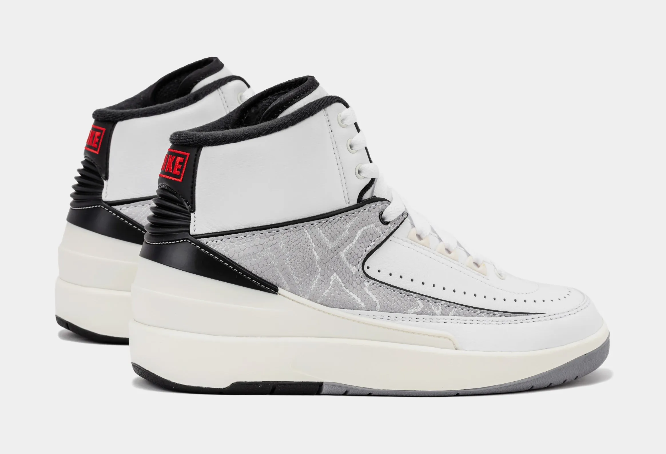 Air Jordan 2 Retro Python Grade School Lifestyle Shoes (White/Fire Red/Black/Sail/Cement Grey)