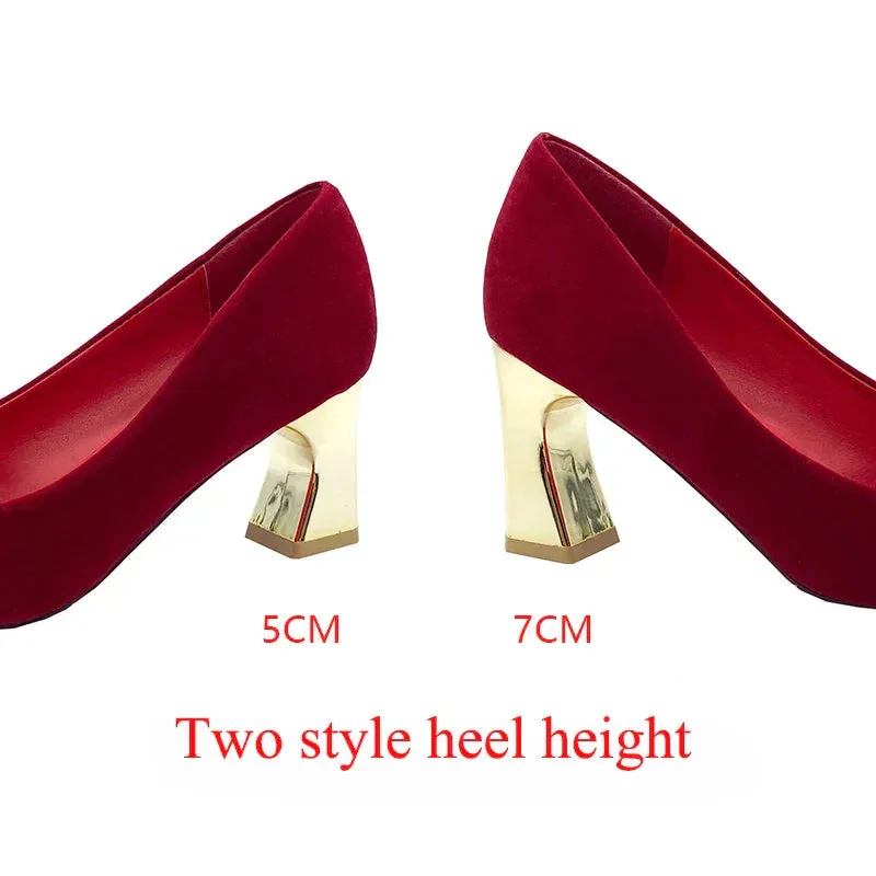 AMOZAE- - Elegant Red Silk Wedding Bride Shoes Pearl Bowknot Pointed Toe Pumps