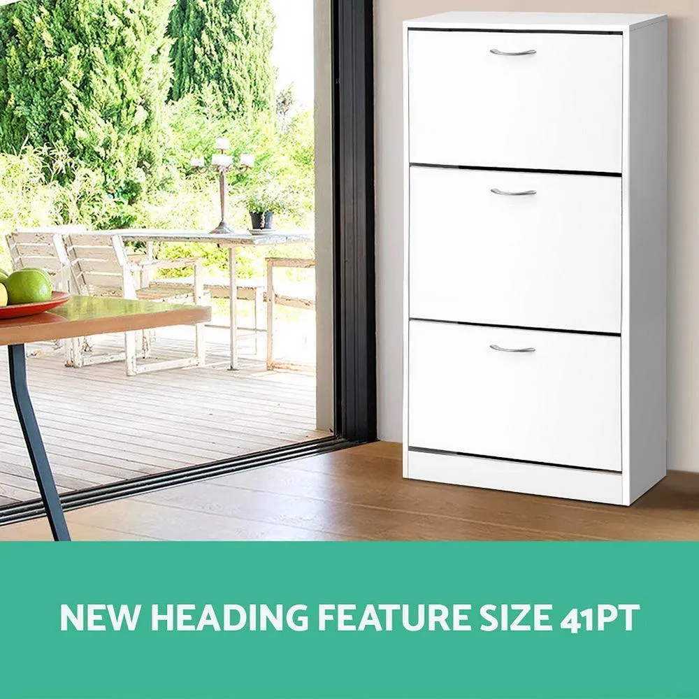 Artiss 3 Tier Shoe Cabinet - White