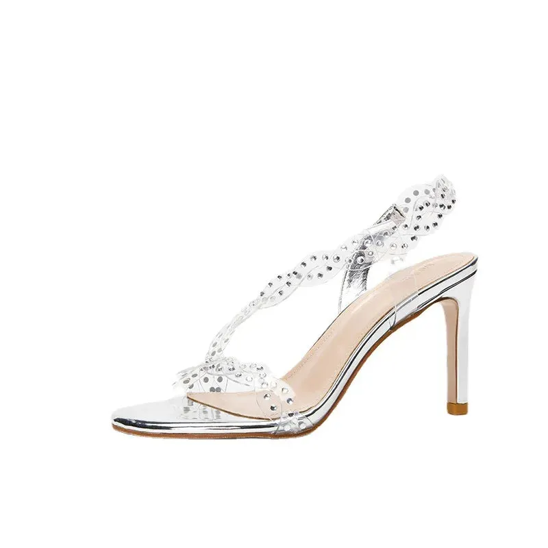 arwen & ajh group  مجموعة اروين Spring Summer High Heels Stilettos Female Transparent arwen & ajh group  مجموعة اروينHollow Out Sandals Elegant Banquet Ladies Dress Shoes