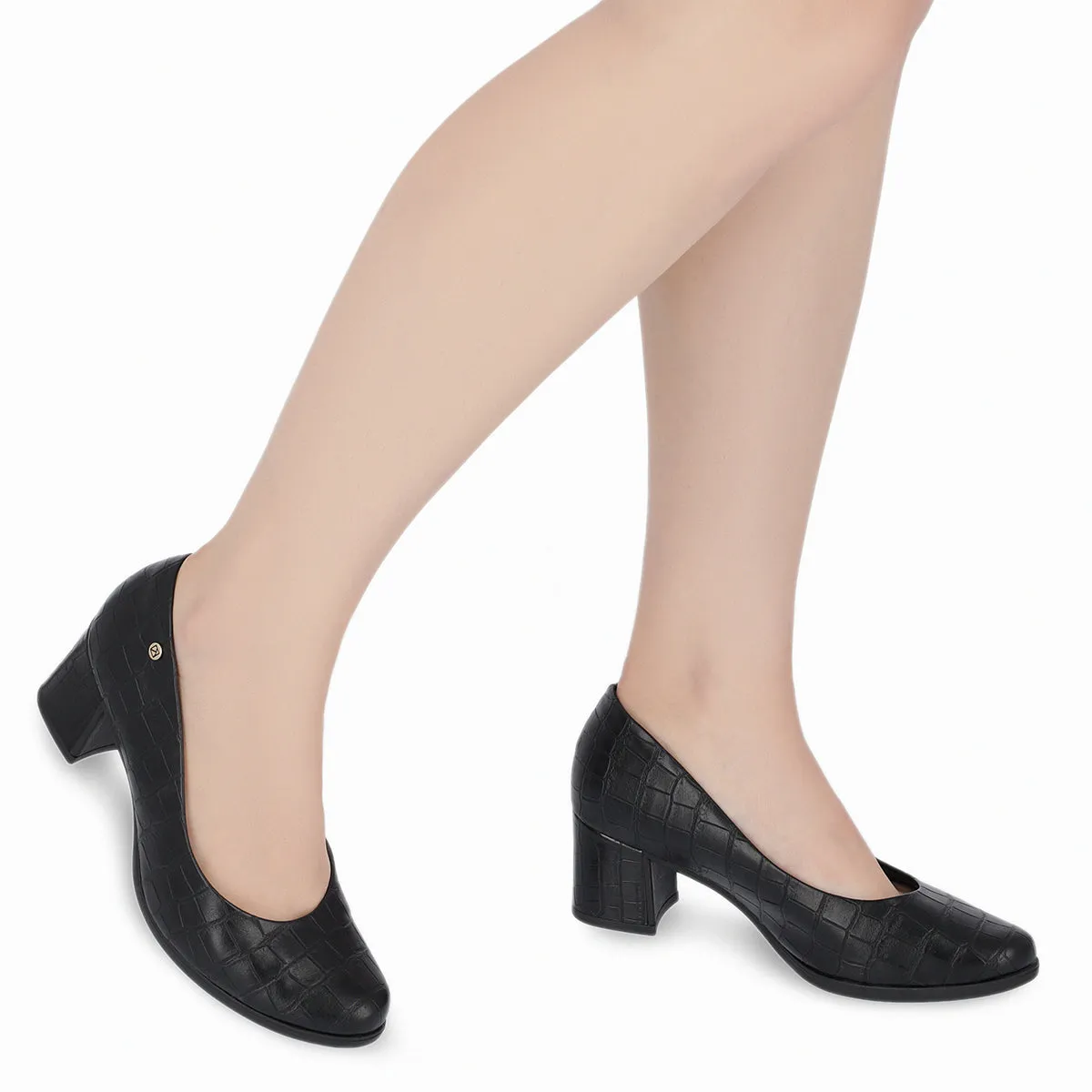 Black Croco Pumps for Women (654.007)