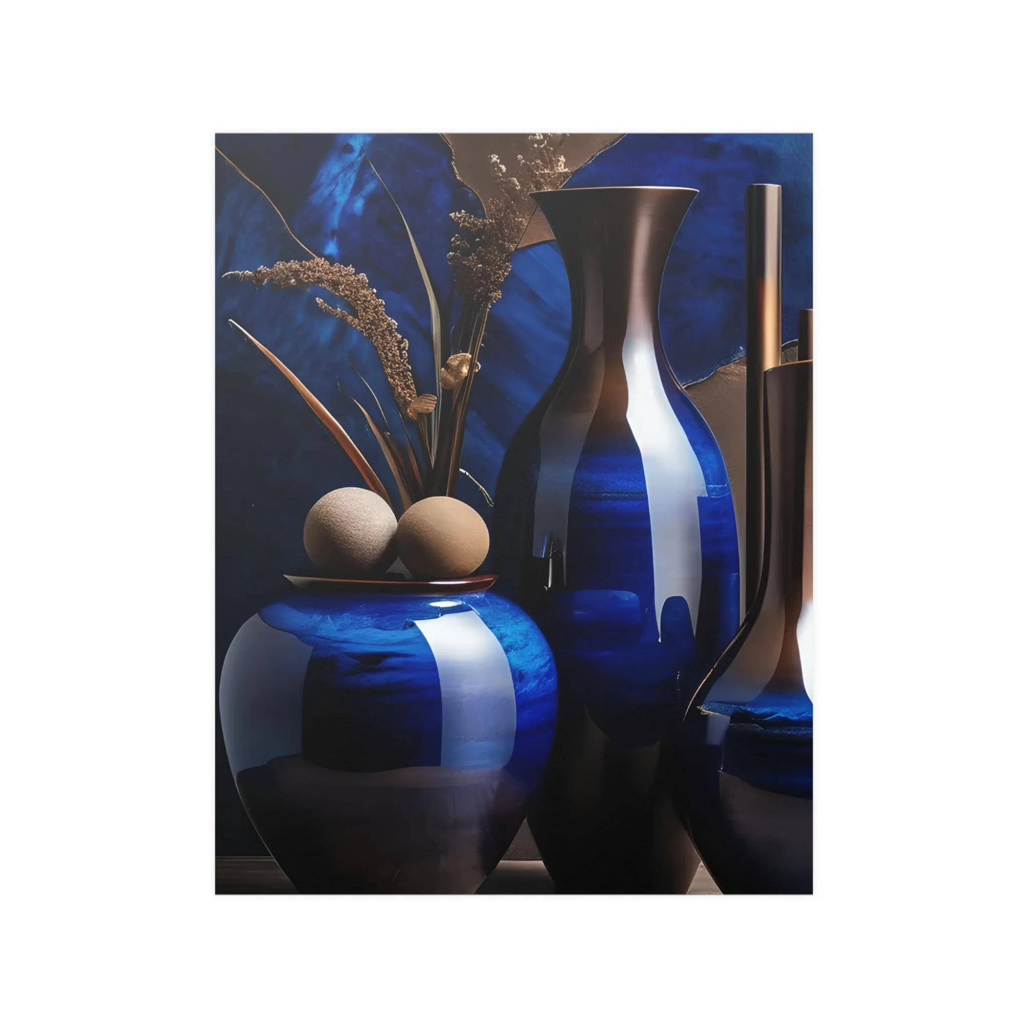 Blue Bowls Gloss Satin Poster Curated By Artisan & Blooms