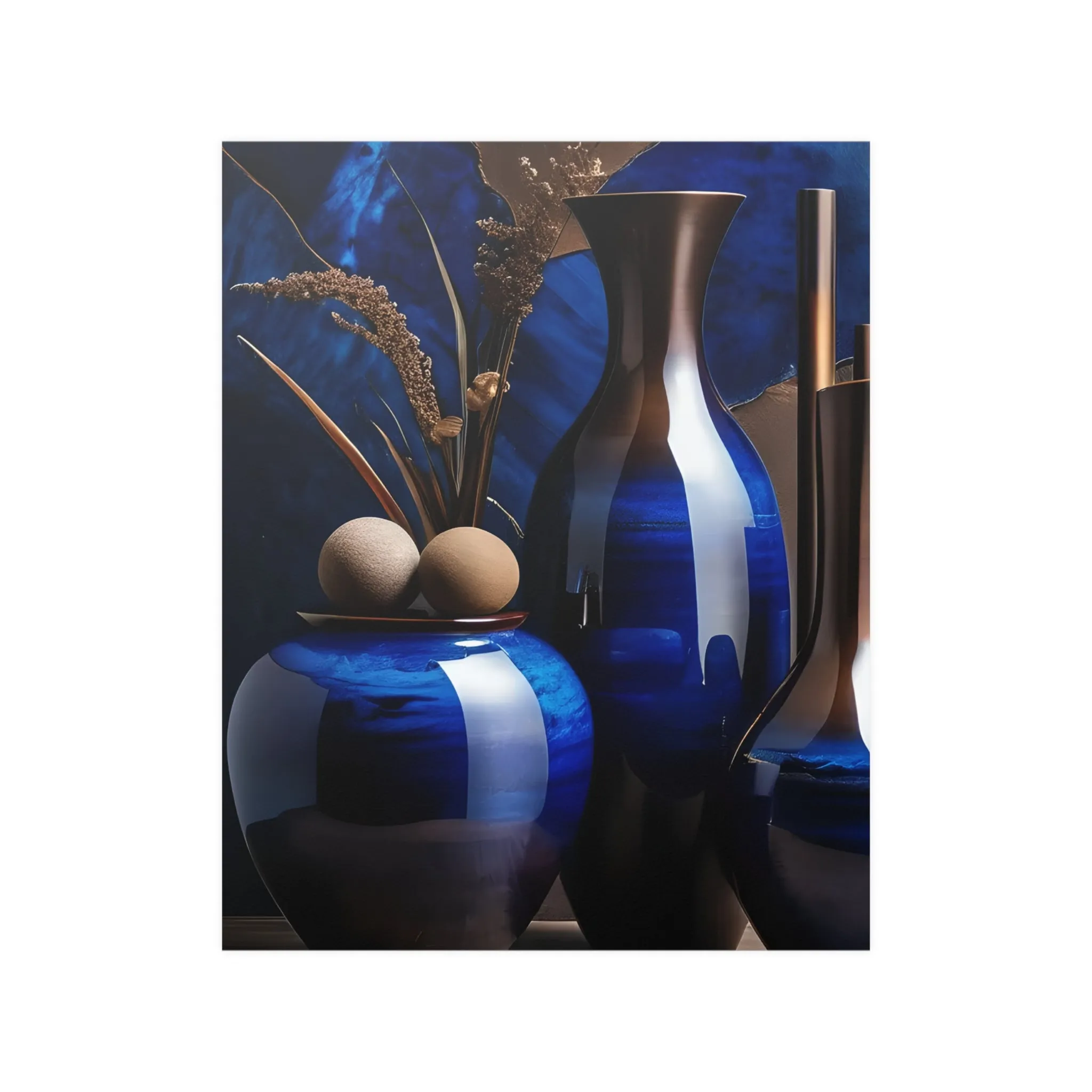 Blue Bowls Gloss Satin Poster Curated By Artisan & Blooms