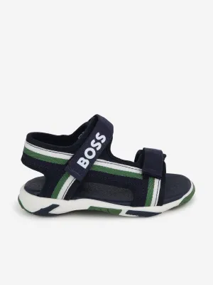 BOSS Baby Boys Strappy Logo Sandals in Navy