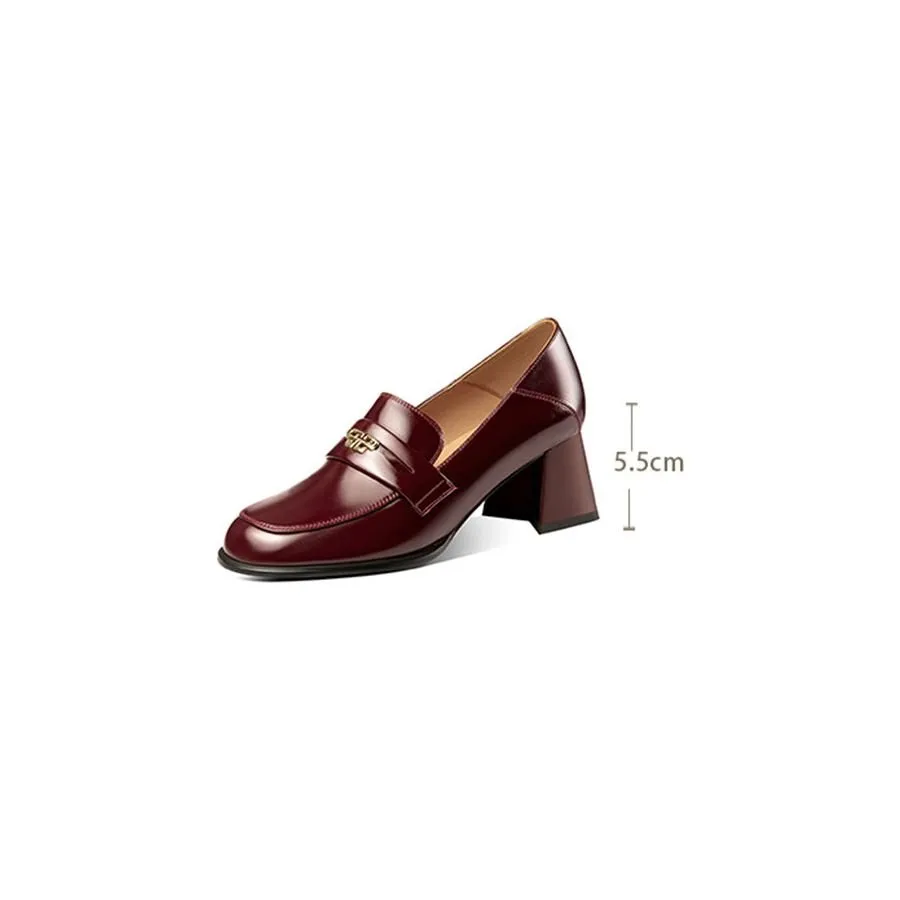 BowLux Leather Dual Color Slip-On High Heels