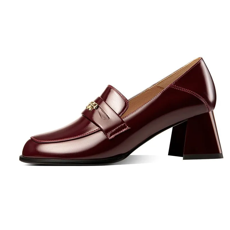 BowLux Leather Dual Color Slip-On High Heels