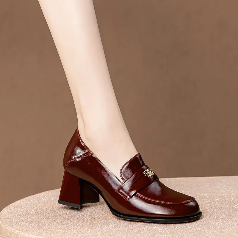 BowLux Leather Dual Color Slip-On High Heels