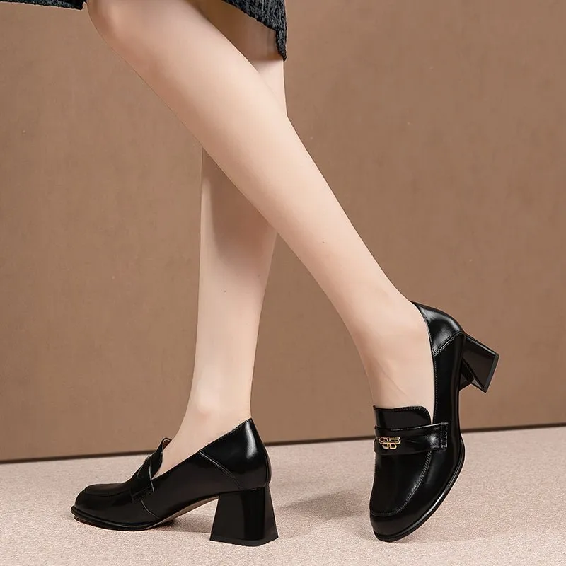 BowLux Leather Dual Color Slip-On High Heels