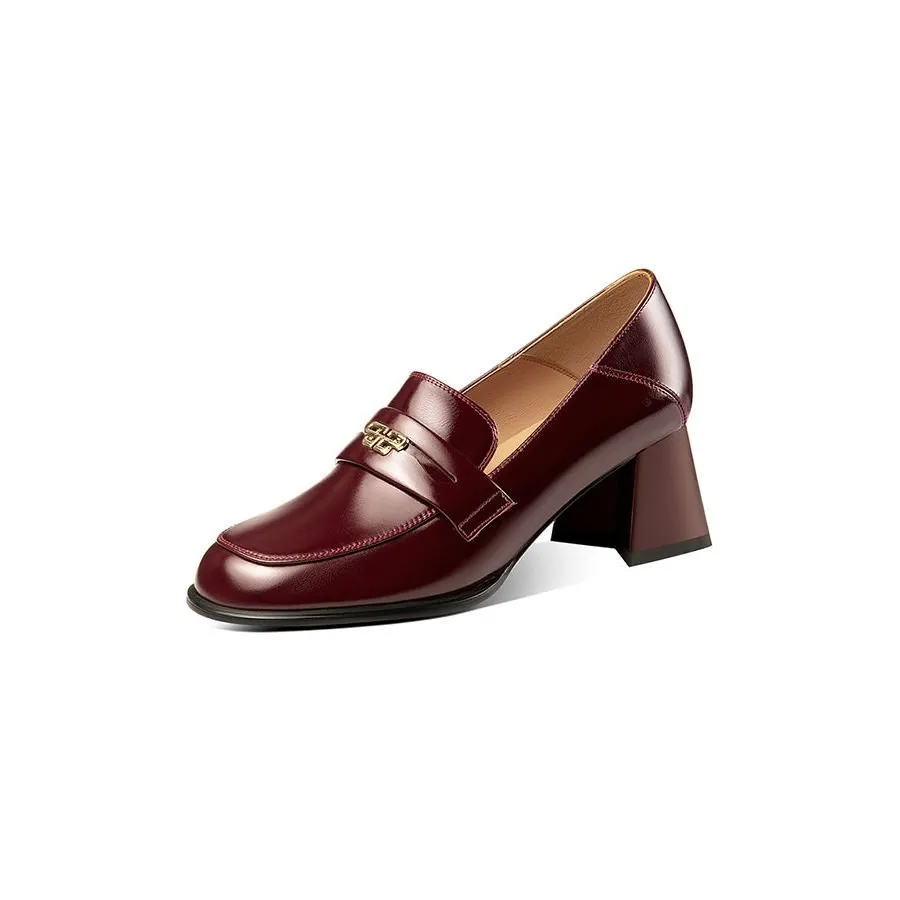 BowLux Leather Dual Color Slip-On High Heels