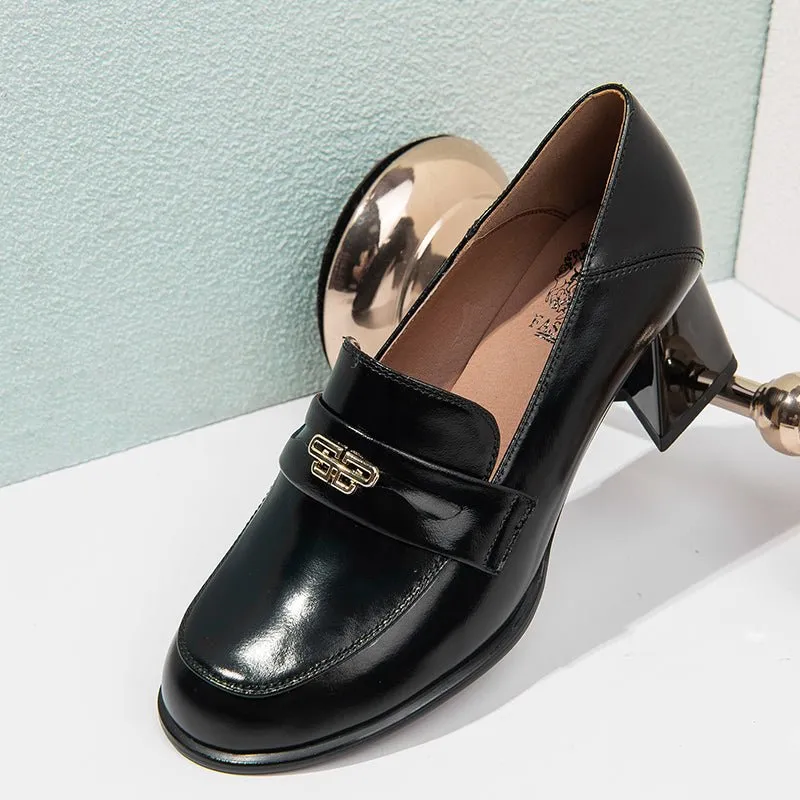 BowLux Leather Dual Color Slip-On High Heels