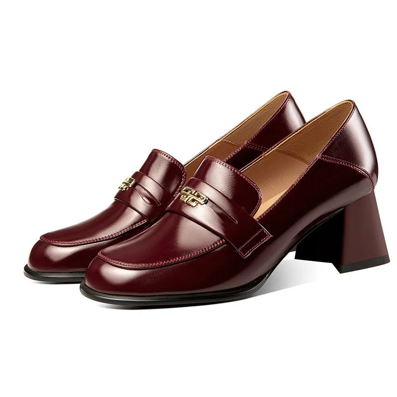 BowLux Leather Dual Color Slip-On High Heels