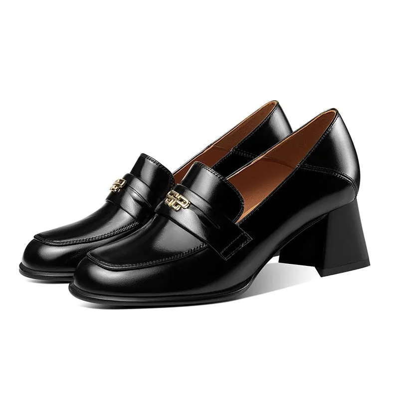 BowLux Leather Dual Color Slip-On High Heels