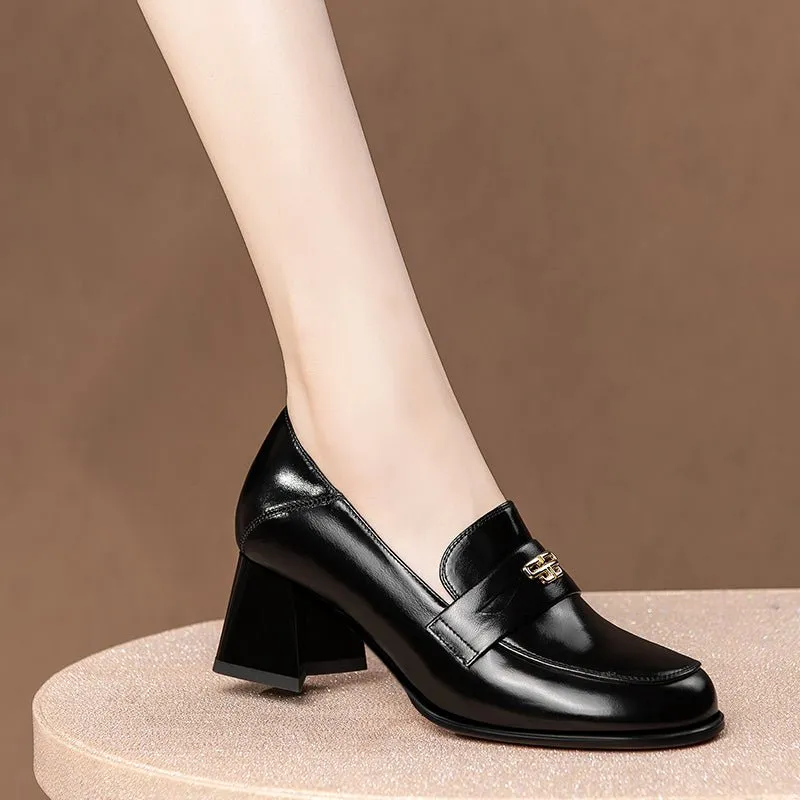 BowLux Leather Dual Color Slip-On High Heels