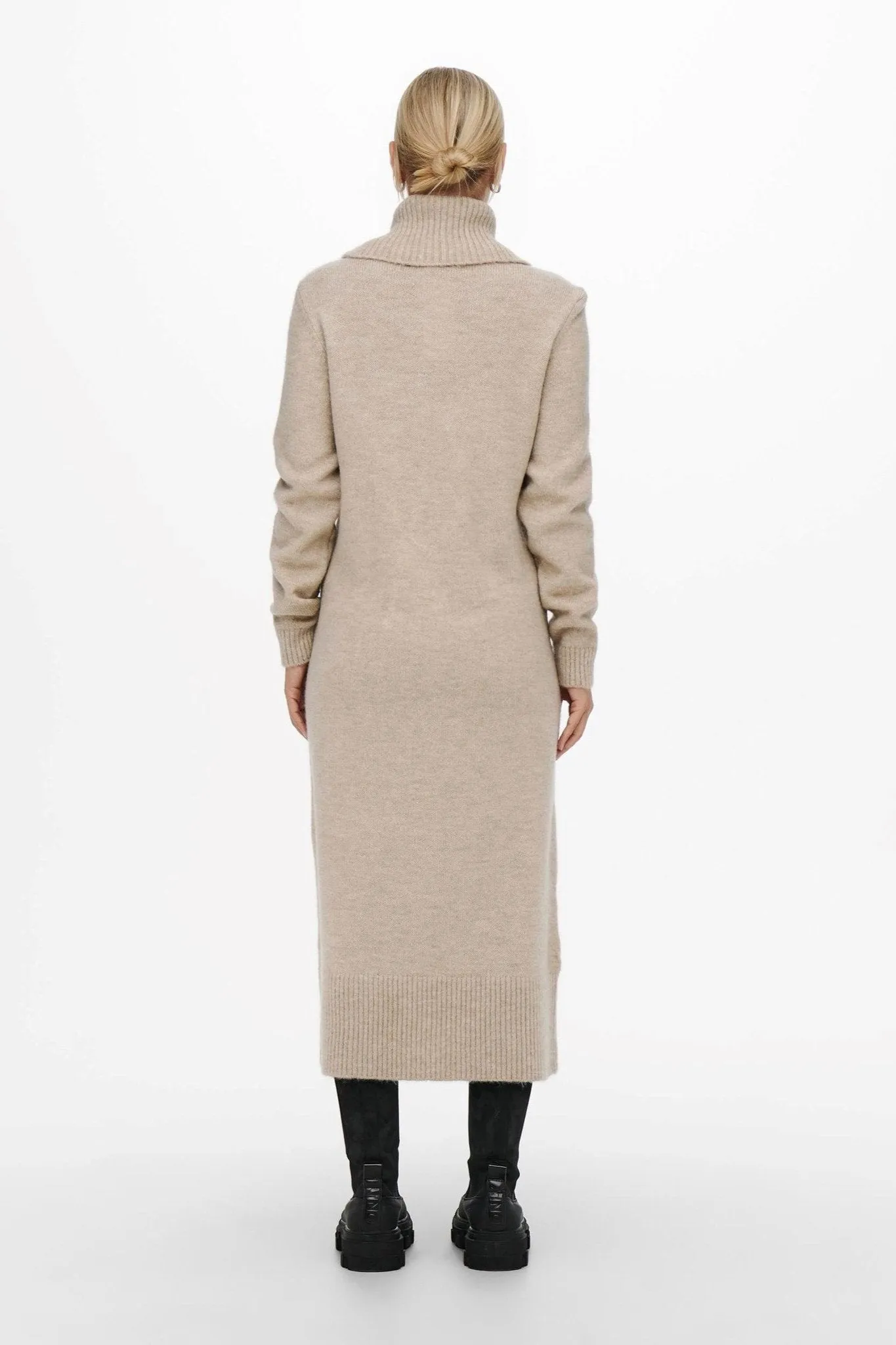 Brandie Roll Neck Dress - Pumice Stone