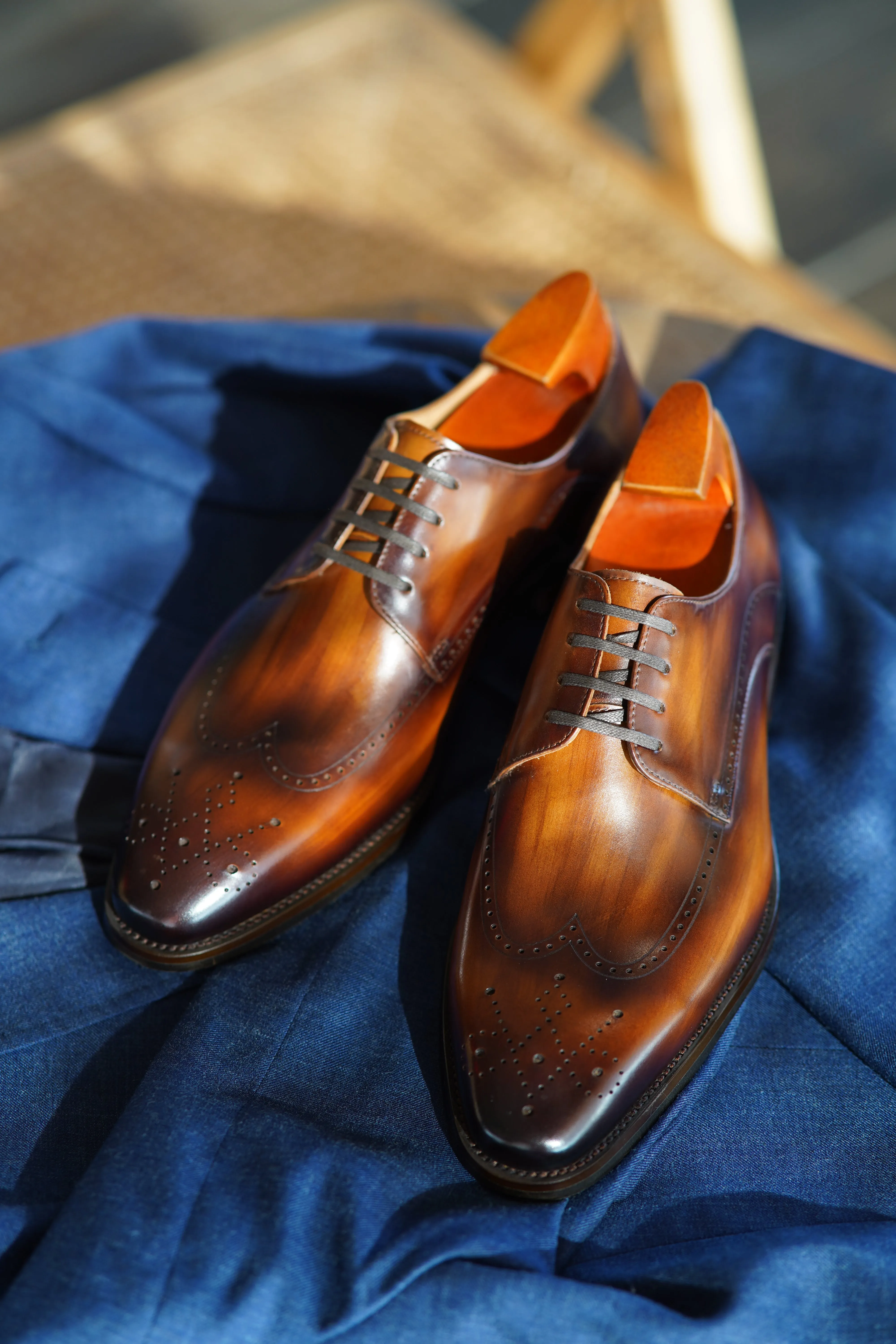 Brown Wingtip Brogue Derby Shoes