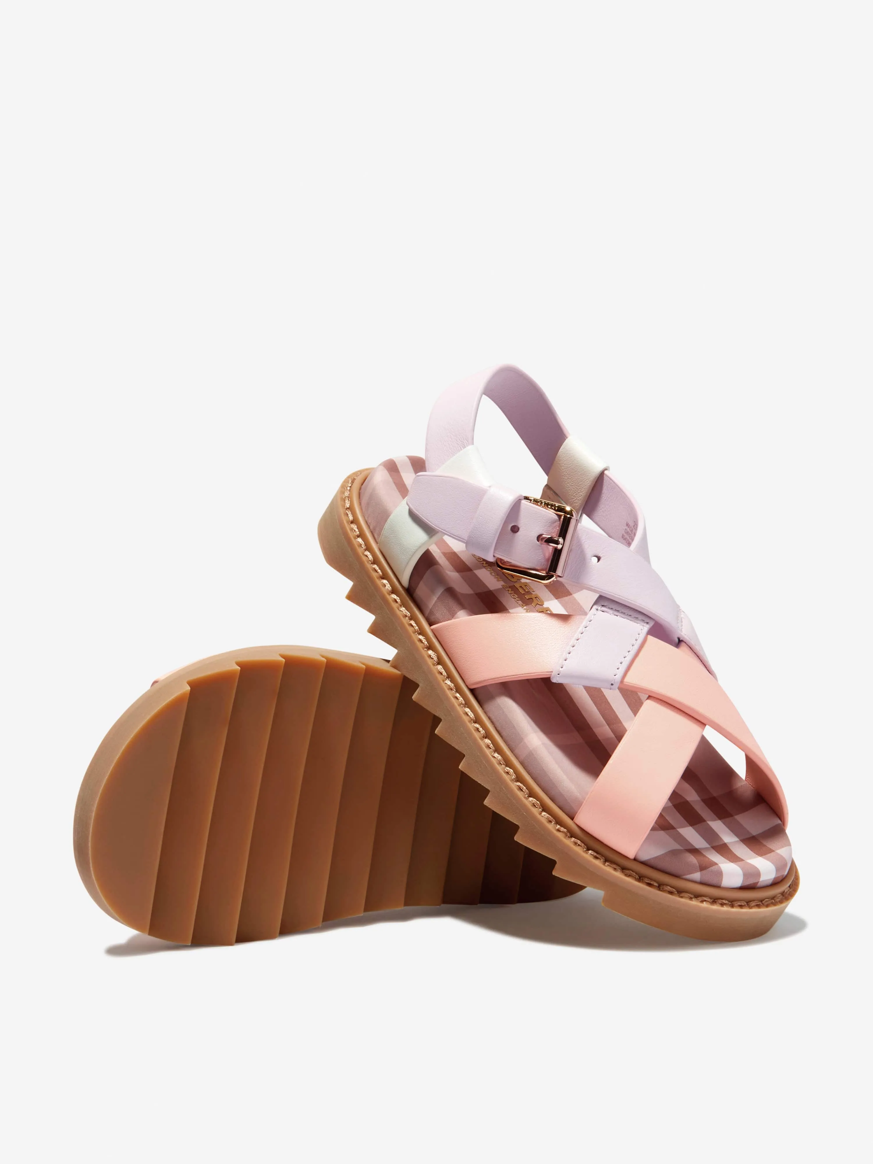 Burberry Girls Leather Strap Sandals