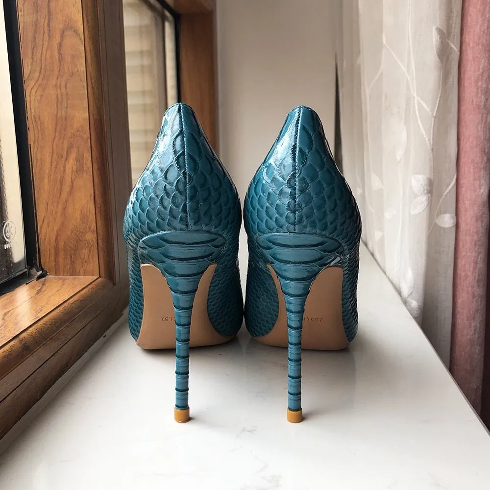 Chic CrocLuxe Pointed Stiletto Pumps