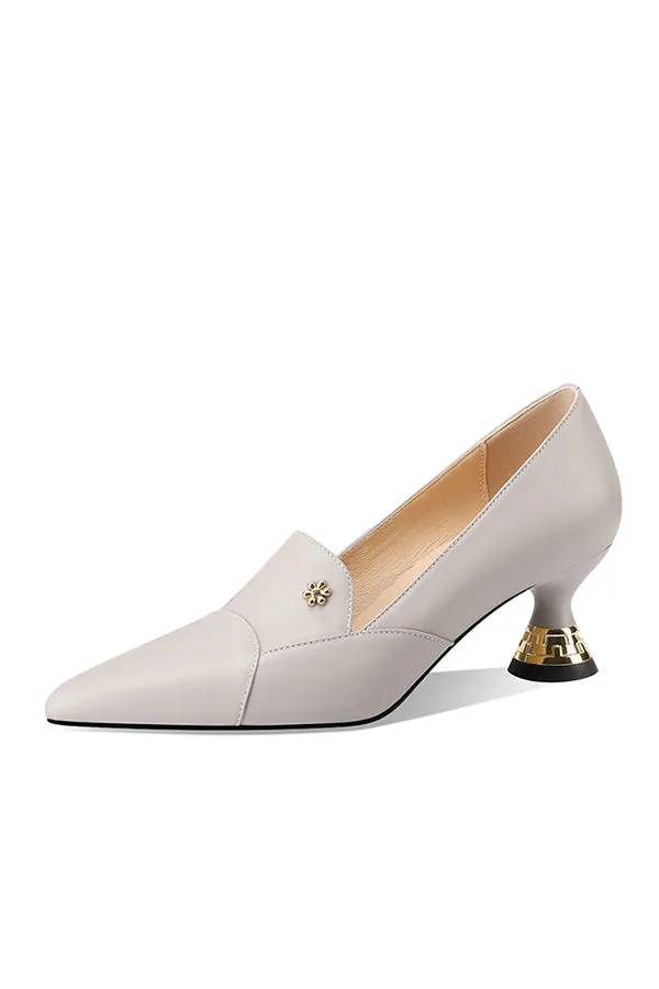 Chic Leather Pointed Toe Slip-on Pumps