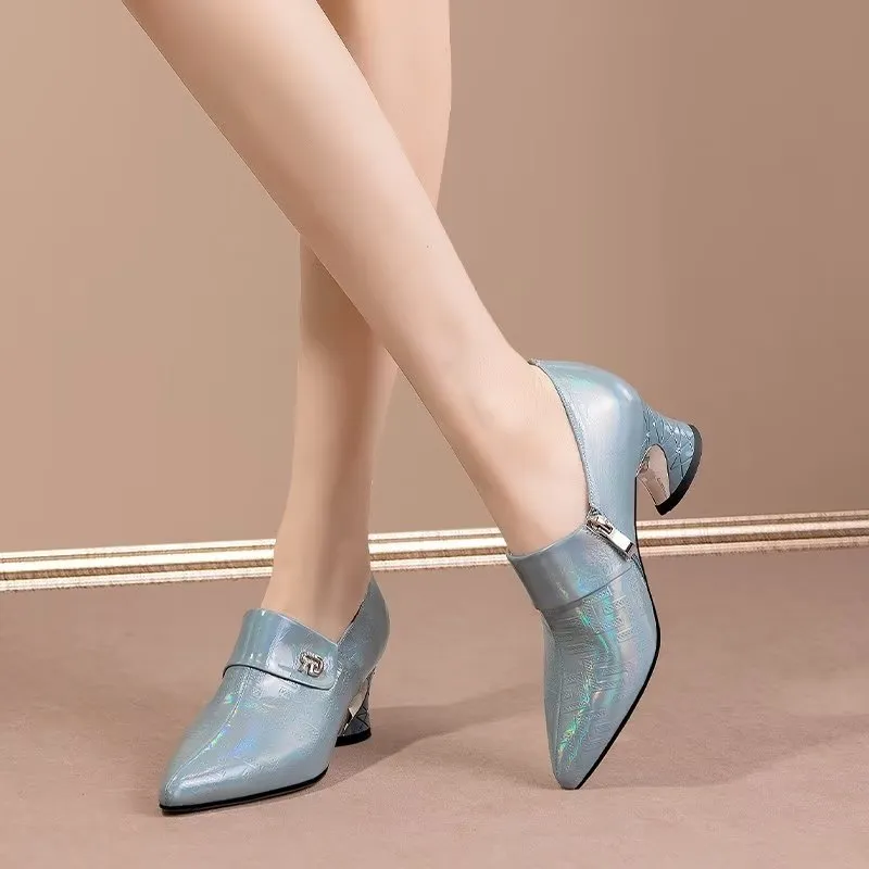 ChicLuxe Exotic Pointed Toe Slip On Heels