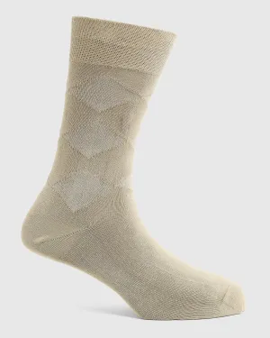 Cotton Beige Textured Socks - Run