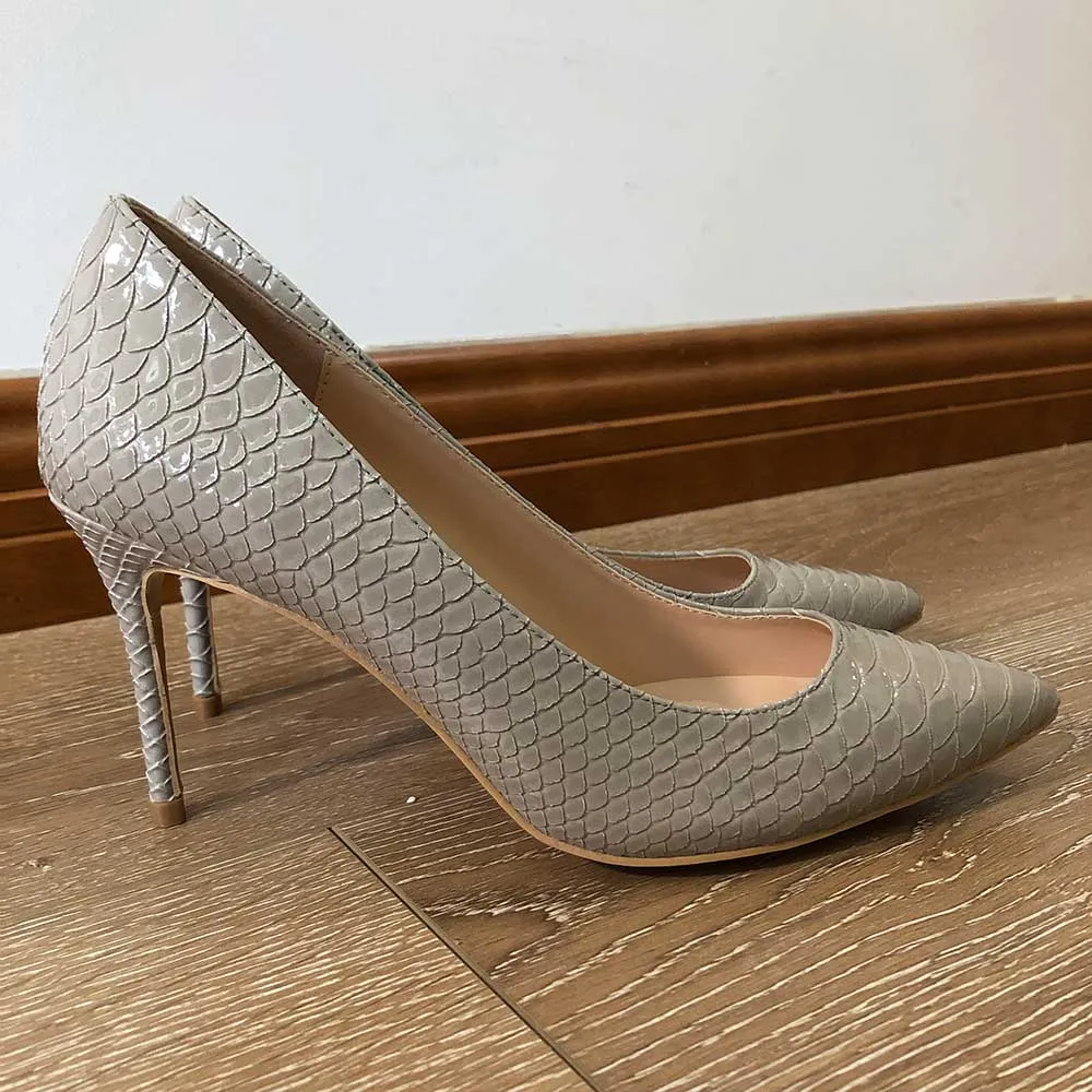 CrocGlam Crocodile Pointed Toe Stiletto Pumps