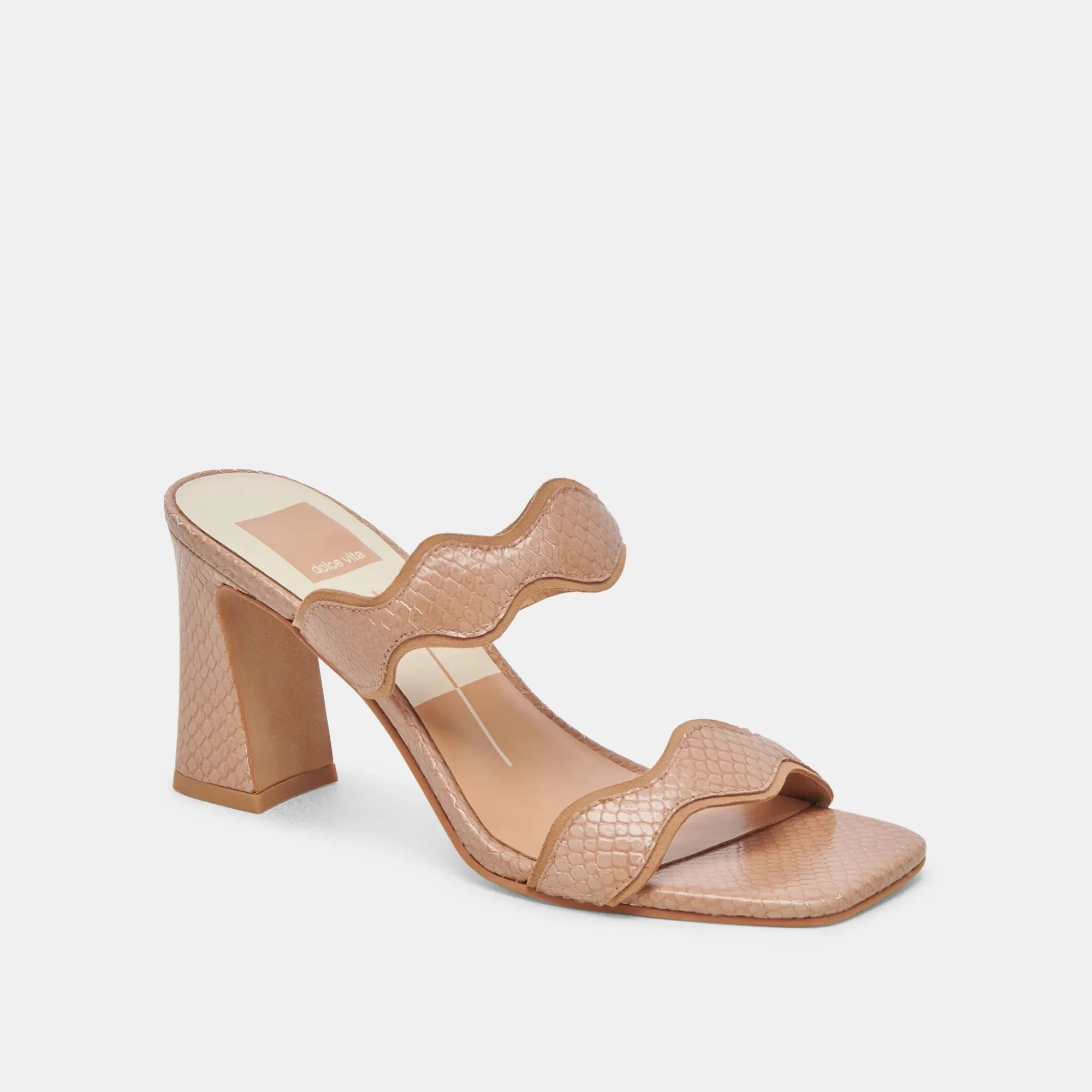 Dolce Vita Ilva Heels in Toffee Embossed Leather