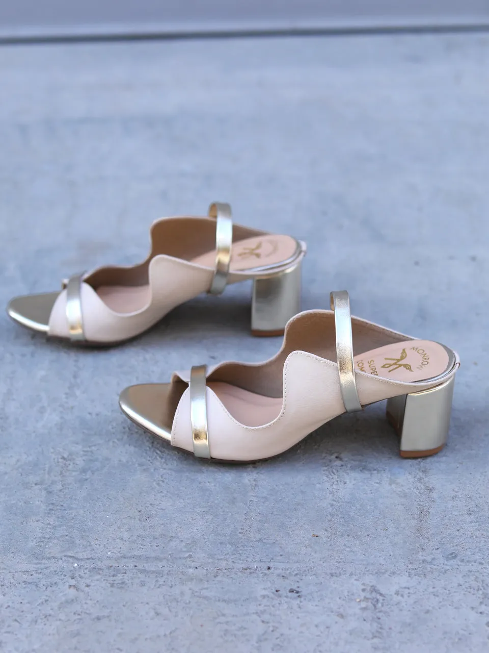 Eleanor Beige Block Heels