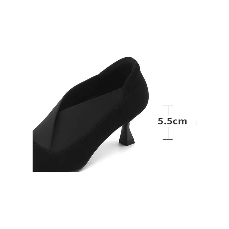 Elegant Cow Leather Pointed Toe Thin Heel Pumps