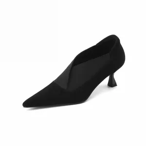 Elegant Cow Leather Pointed Toe Thin Heel Pumps