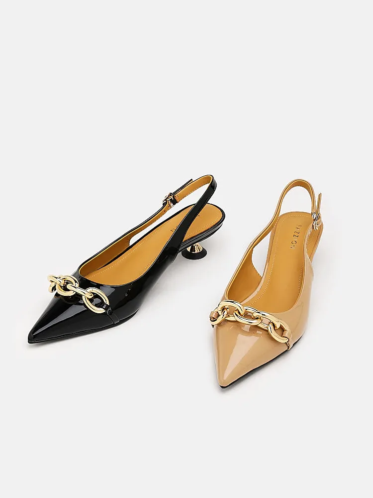 Elia Chained Leather Slingbacks