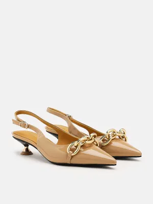 Elia Chained Leather Slingbacks