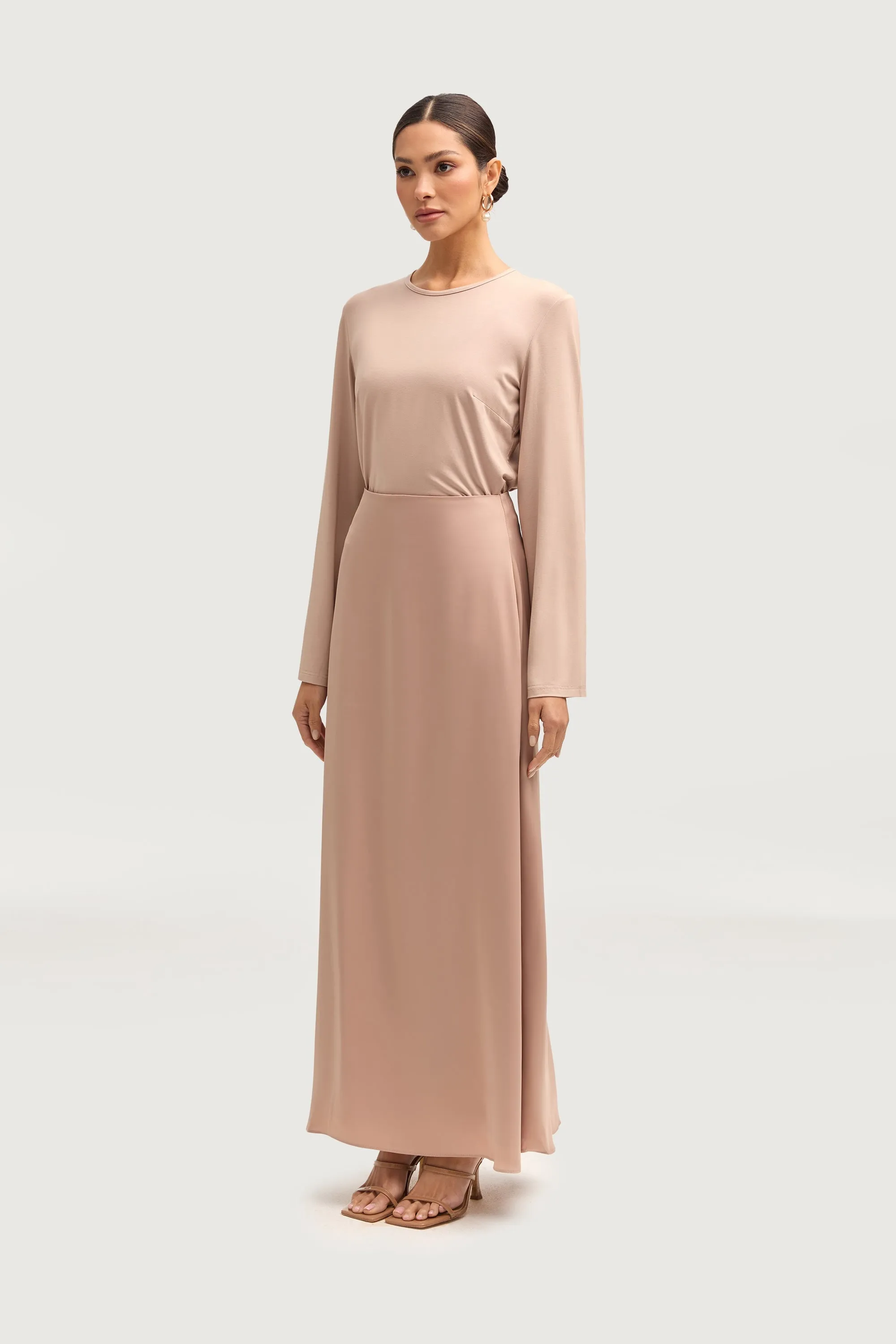 Essential Satin Maxi Skirt - Cafe au Lait