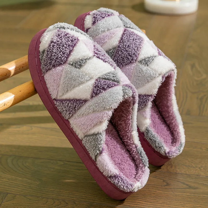 Geometric Plush Warm Indoor Slippers