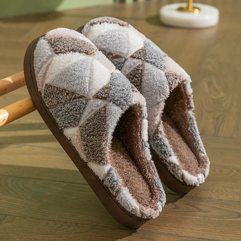 Geometric Plush Warm Indoor Slippers