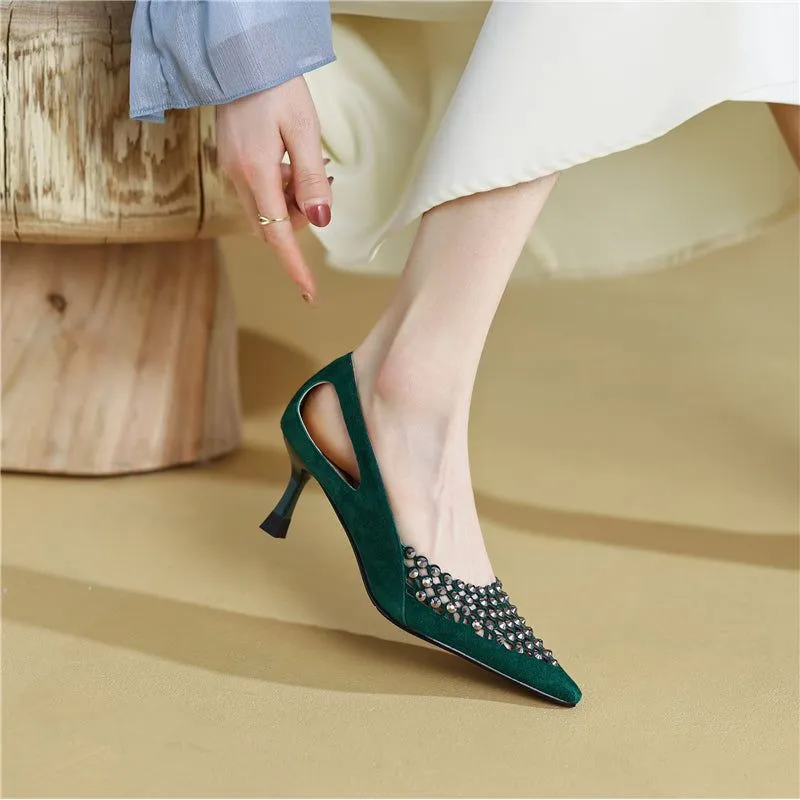 Glamorous Bling Pointed Toe Slip-On High Heel Pumps