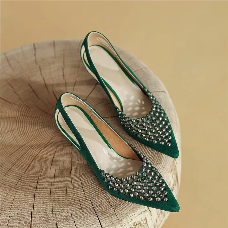 Glamorous Bling Pointed Toe Slip-On High Heel Pumps