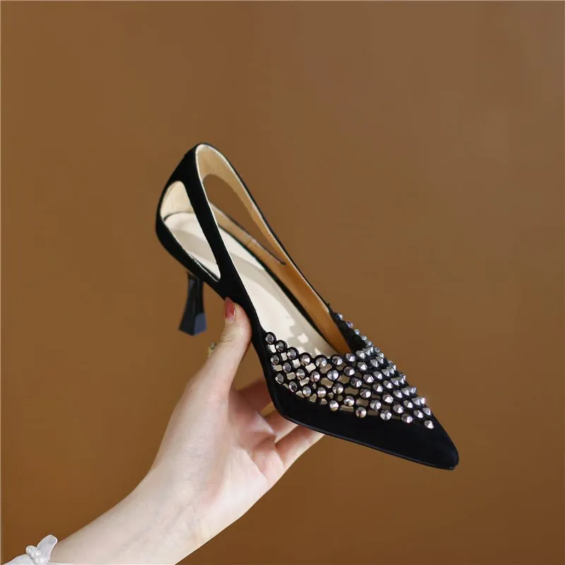 Glamorous Bling Pointed Toe Slip-On High Heel Pumps