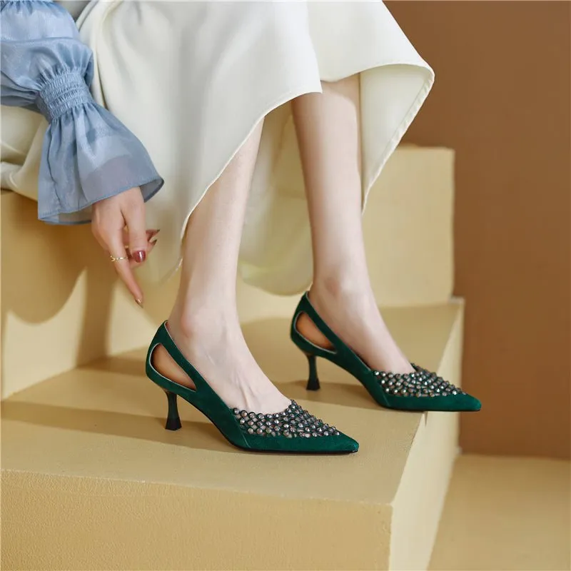 Glamorous Bling Pointed Toe Slip-On High Heel Pumps