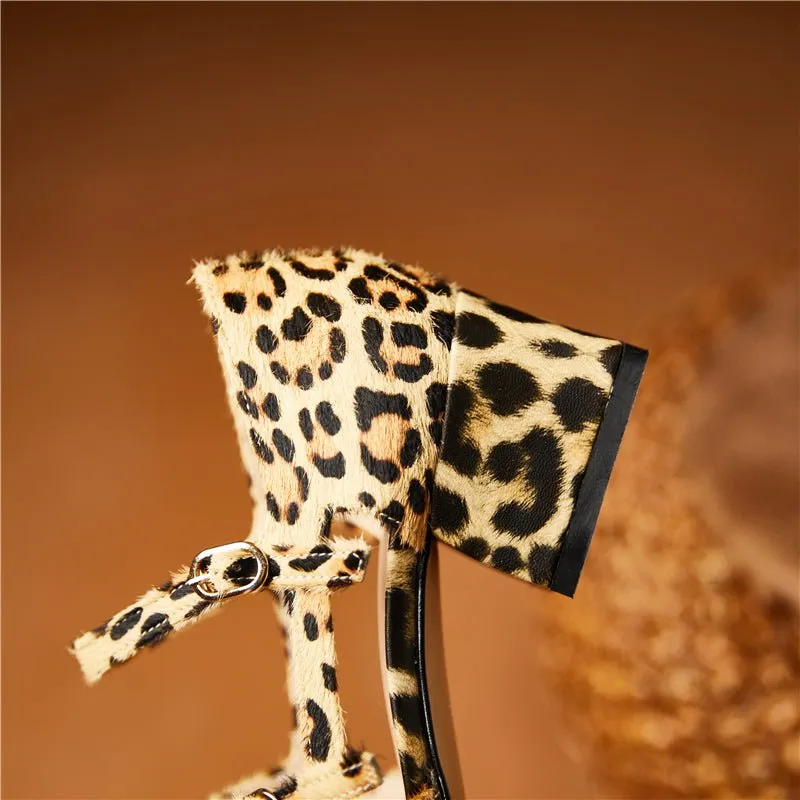 Glamorous Leopard Print Slip-On High Heel Sandals