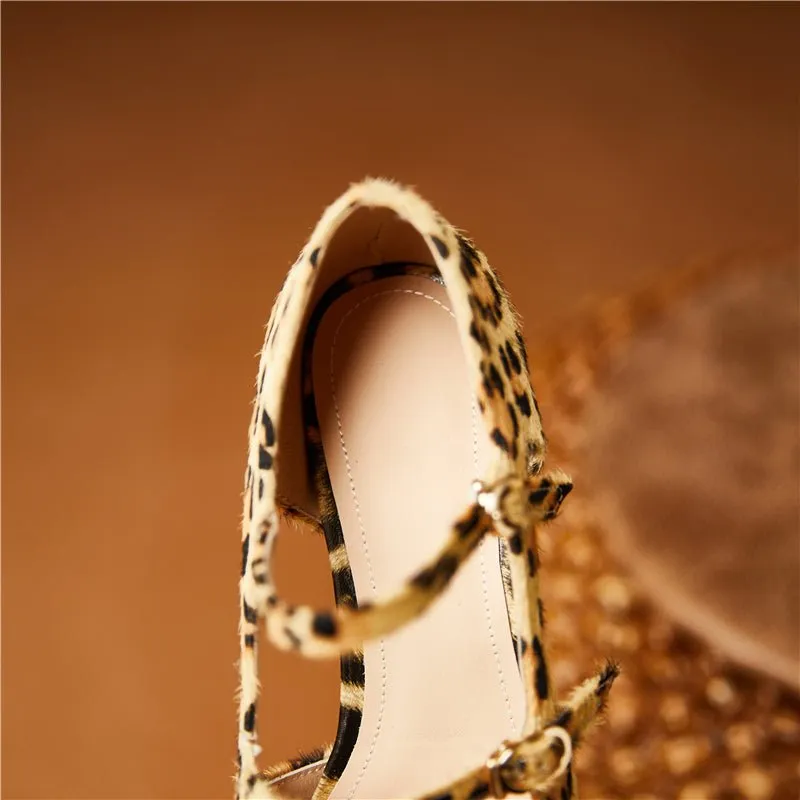 Glamorous Leopard Print Slip-On High Heel Sandals