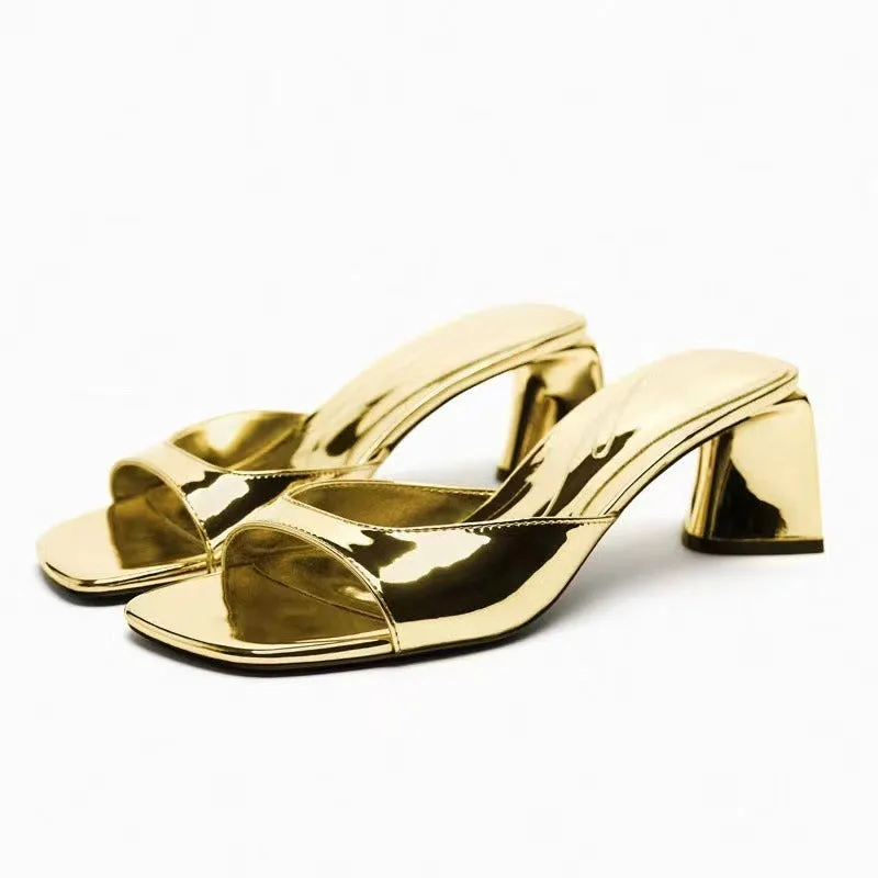 Gold & Silver Heeled Sandals - Culture Heaven Special