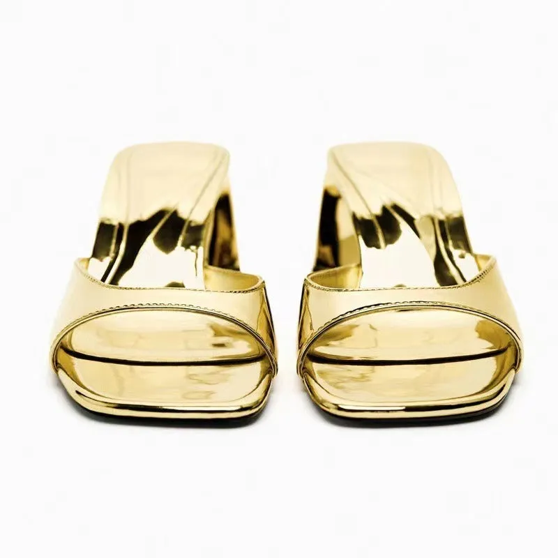 Gold & Silver Heeled Sandals - Culture Heaven Special