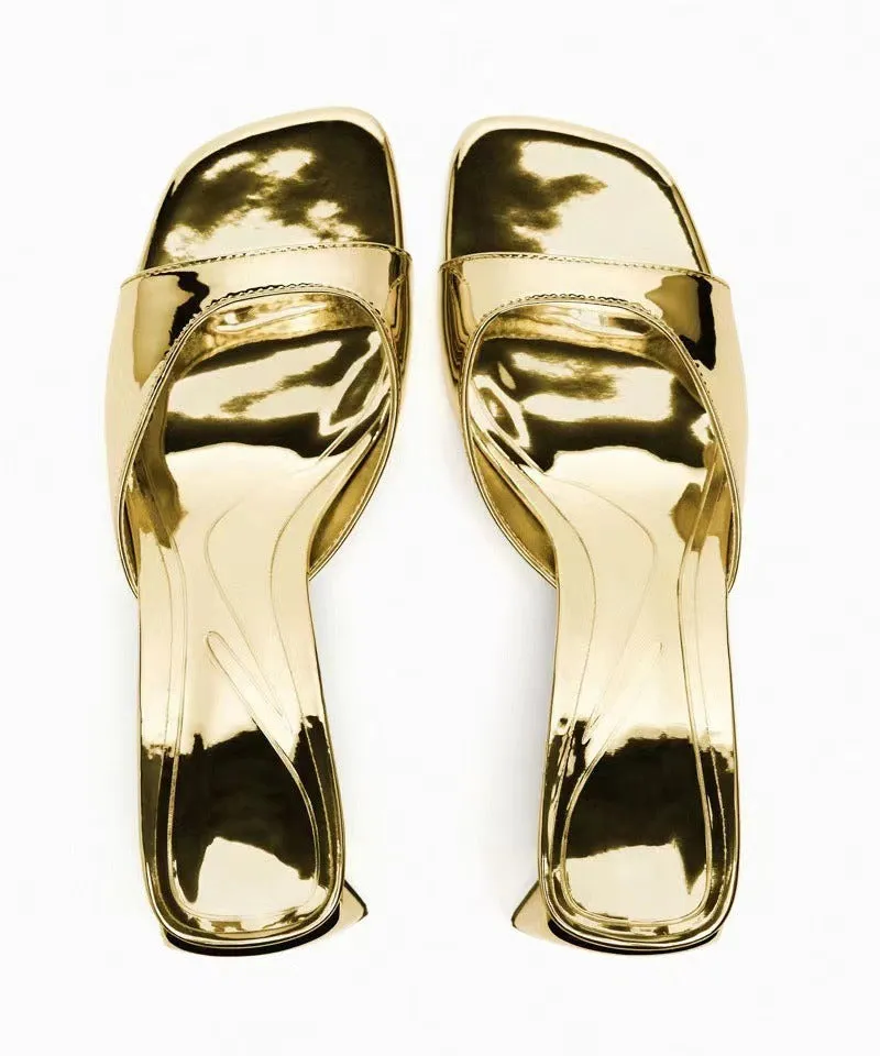 Gold & Silver Heeled Sandals - Culture Heaven Special