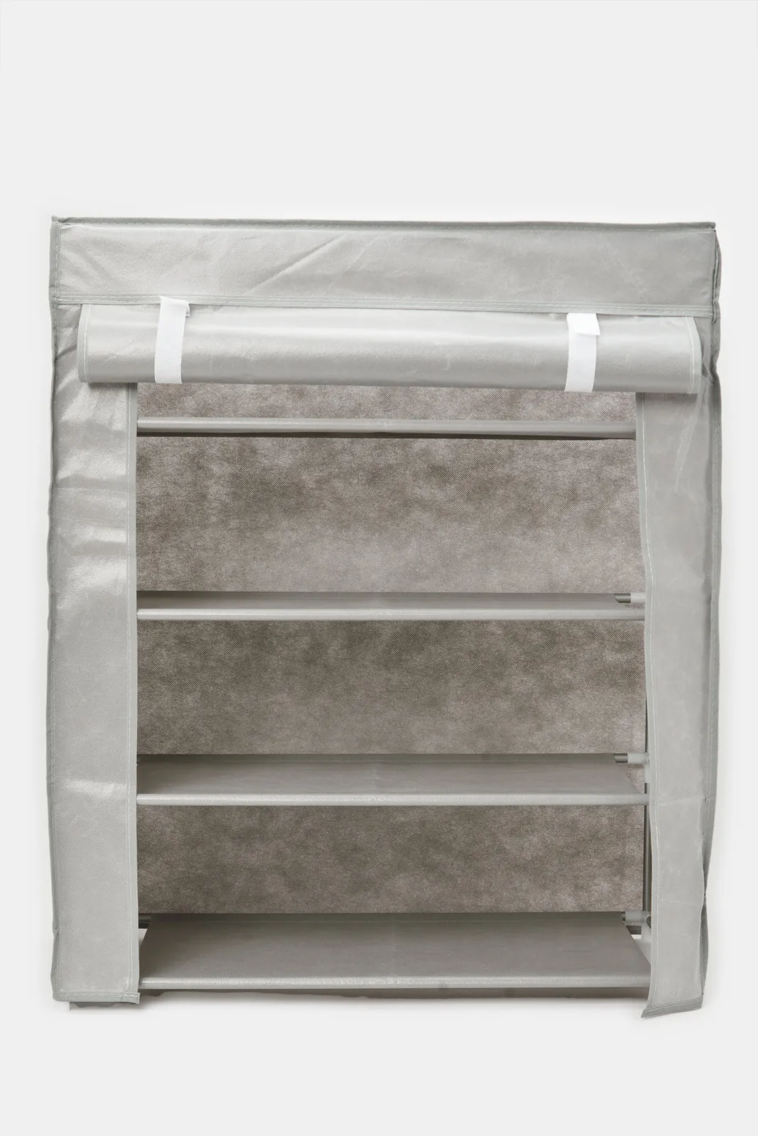 Grey 4-Tier Shoe Rack With Cover